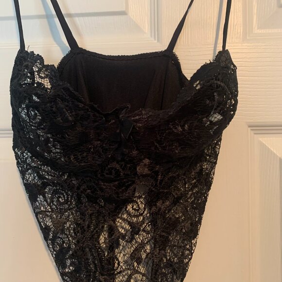 Victoria's Secret One Piece Lingerie Women's 34C Black Silk Lace Teddy - Picture 5 of 5